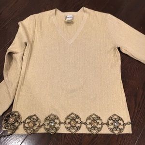 Chico’s Vintage Gold Sweater and Belt